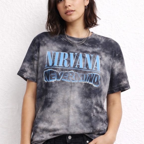 NIRVANA Black and Blue Tie-Dye Tee with Blue Graphic size small - Picture 2 of 7